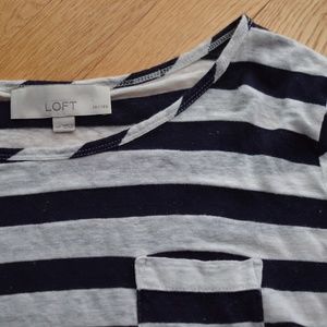 Long Sleeve Striped Linen Pocket Tee